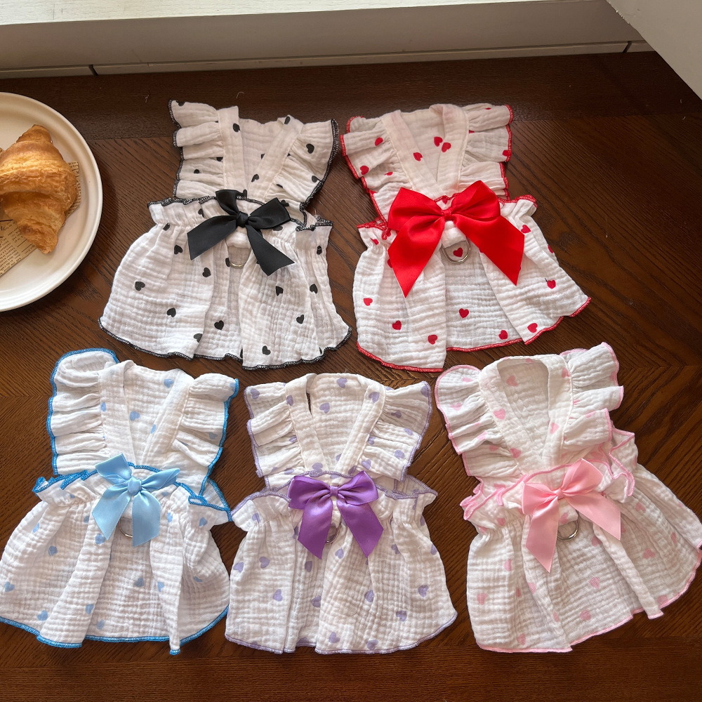 Pet Ruffle Dress Set Heart Pattern Design