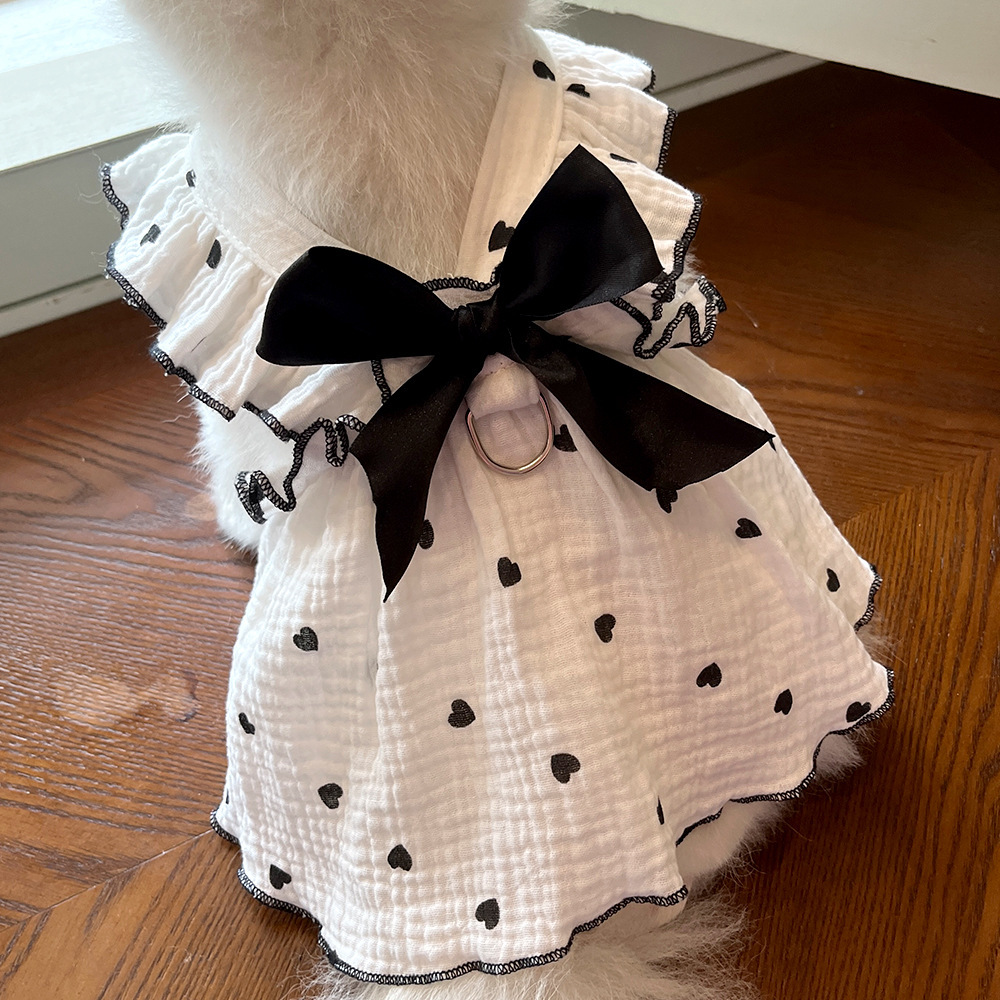 Pet Ruffle Dress Set Heart Pattern Design