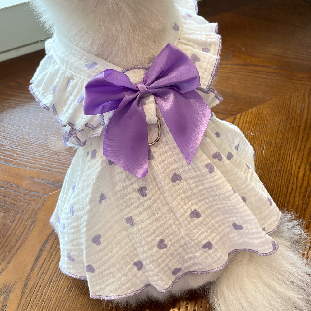 Pet Ruffle Dress Set Heart Pattern Design