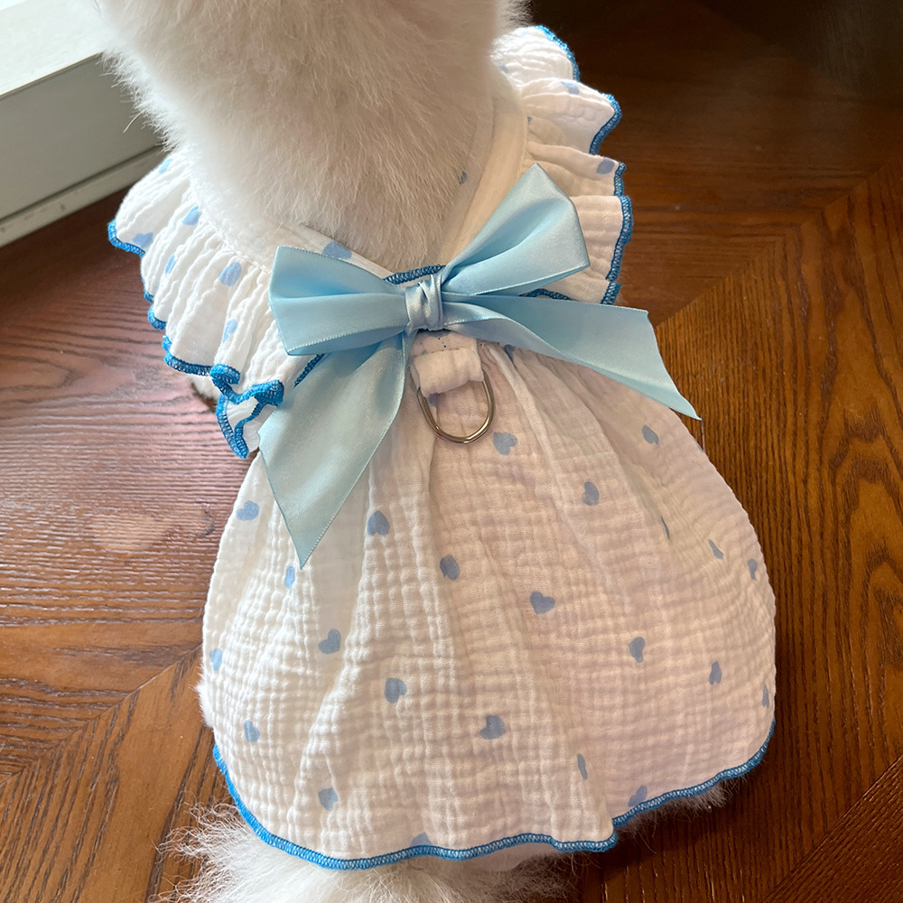 Pet Ruffle Dress Set Heart Pattern Design