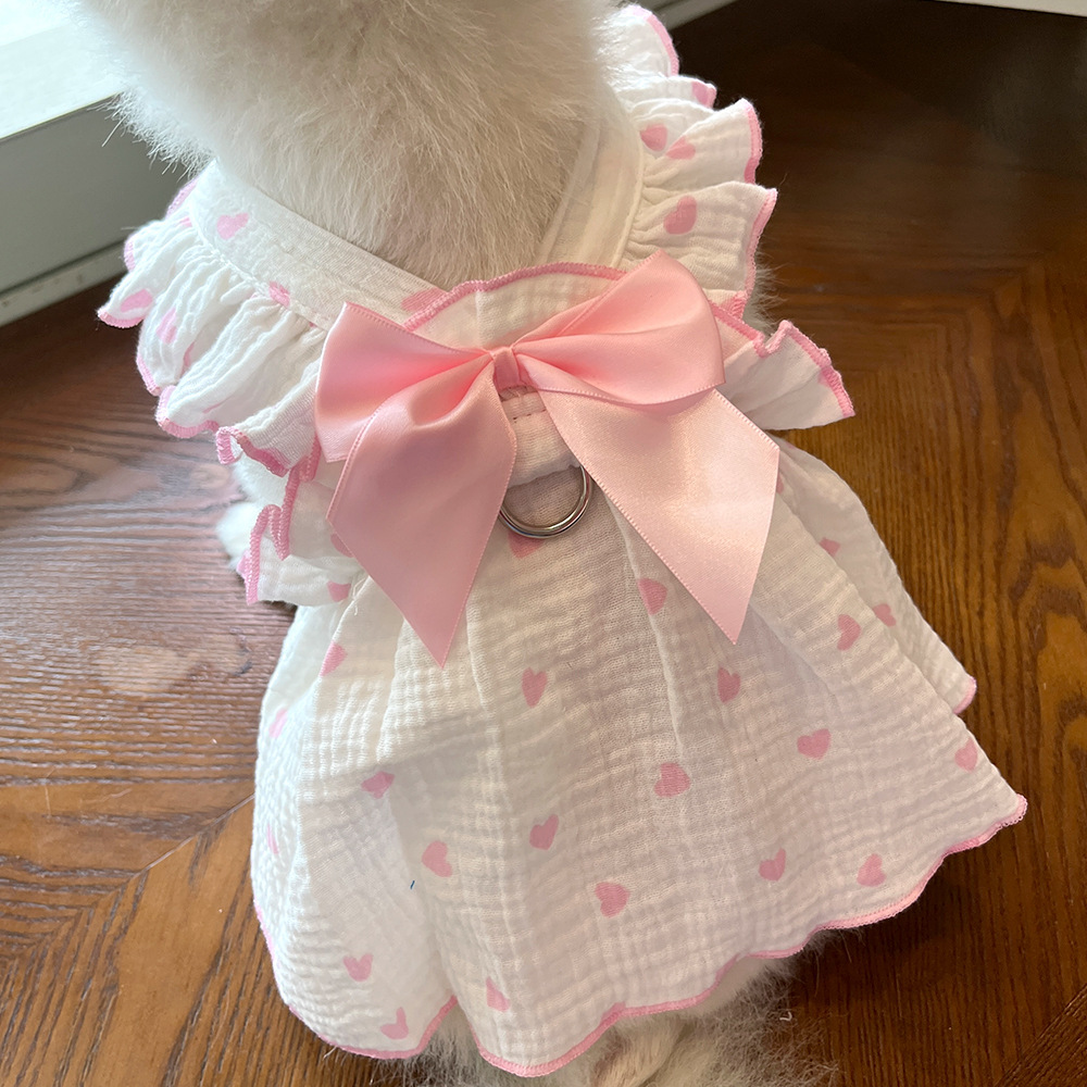 Pet Ruffle Dress Set Heart Pattern Design