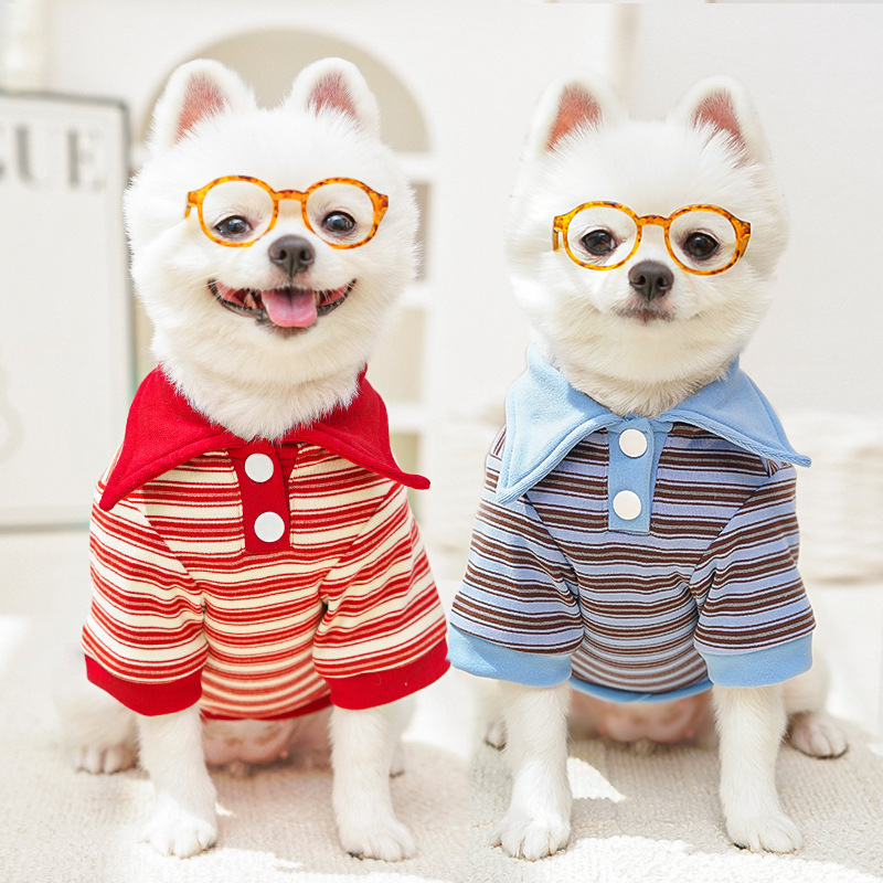 Pet Polo Shirt Set Classic Stripe Design