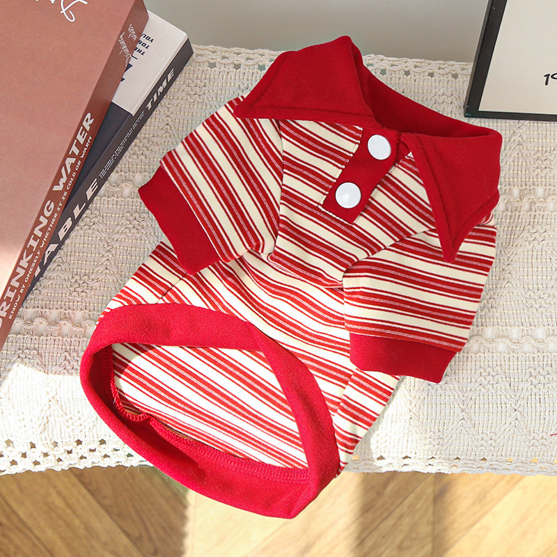 Pet Polo Shirt Set Classic Stripe Design