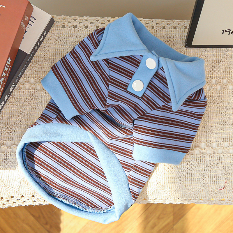 Pet Polo Shirt Set Classic Stripe Design