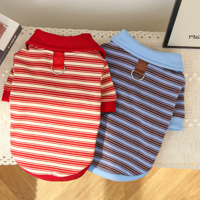 Pet Polo Shirt Set Classic Stripe Design