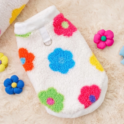 Pet Floral Outfit Set Soft Plush Design 01