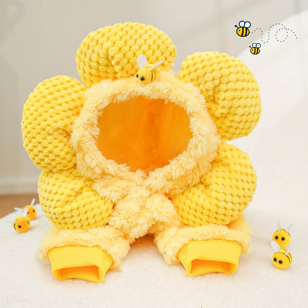 Pet Bee Costume Set Floral Hooded Design