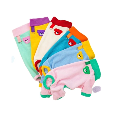 Pet Cartoon Outfit Set Color Block Design 01