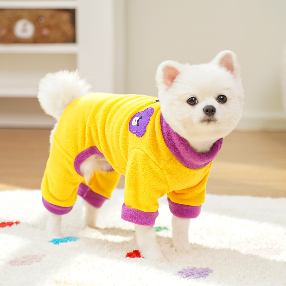 Pet Cartoon Outfit Set Color Block Design