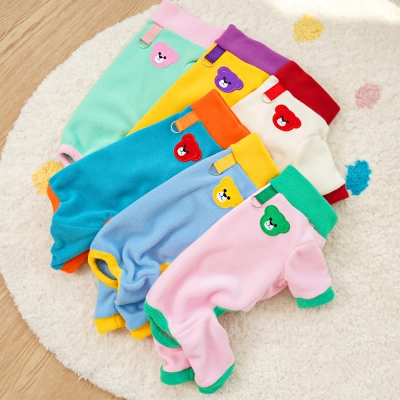 Pet Cartoon Outfit Set Color Block Design 02