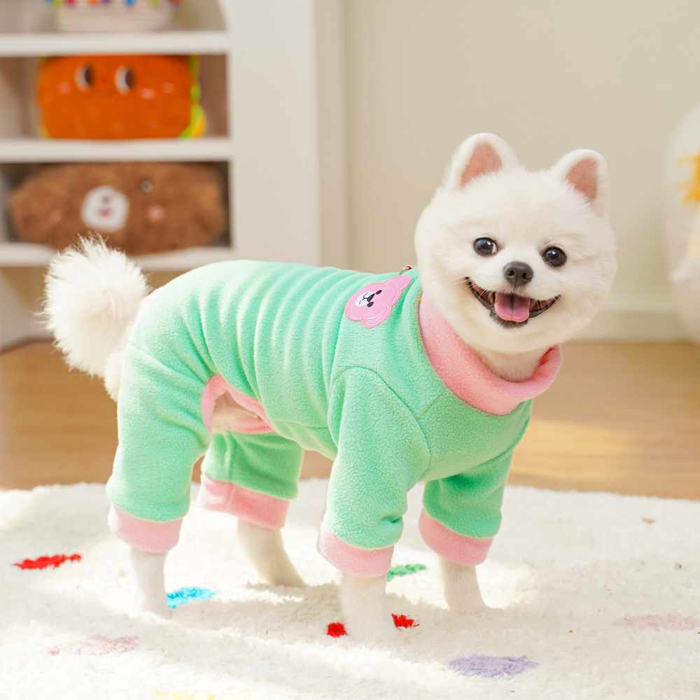 Pet Cartoon Outfit Set Color Block Design