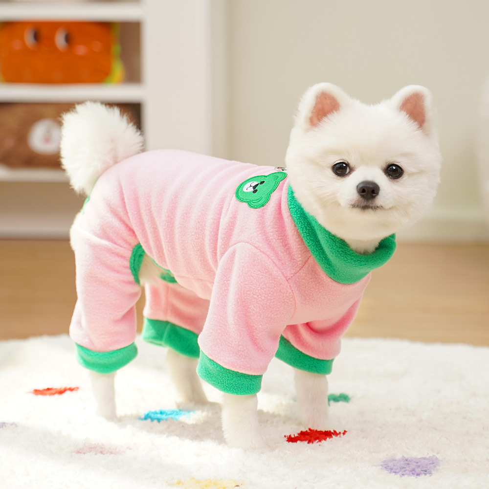 Pet Cartoon Outfit Set Color Block Design