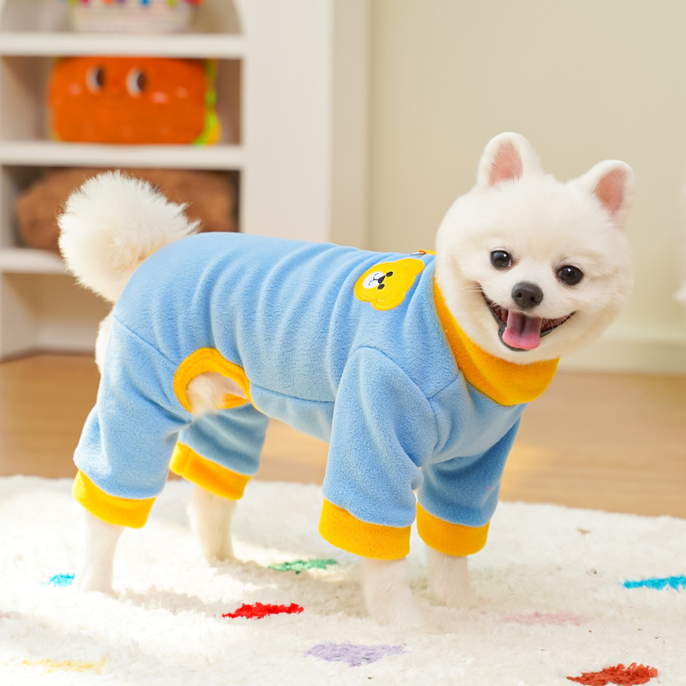 Pet Cartoon Outfit Set Color Block Design