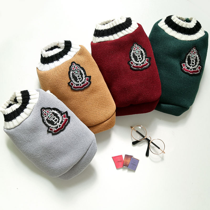 Pet Knit Vest Set Classic Emblem Design