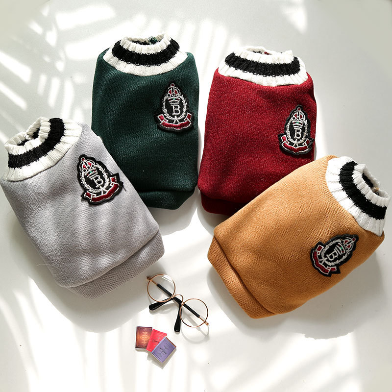 Pet Knit Vest Set Classic Emblem Design