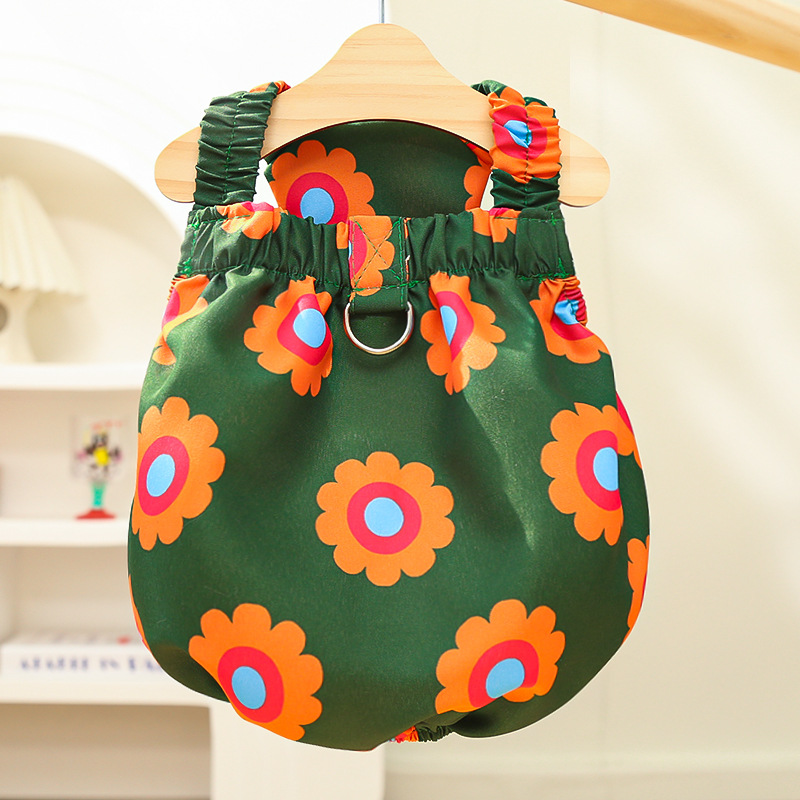 Pet Sleeveless Romper Set Floral Print Design