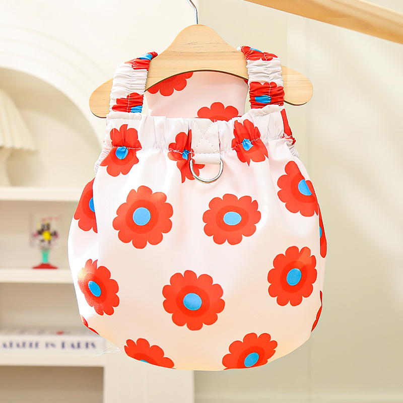Pet Sleeveless Romper Set Floral Print Design