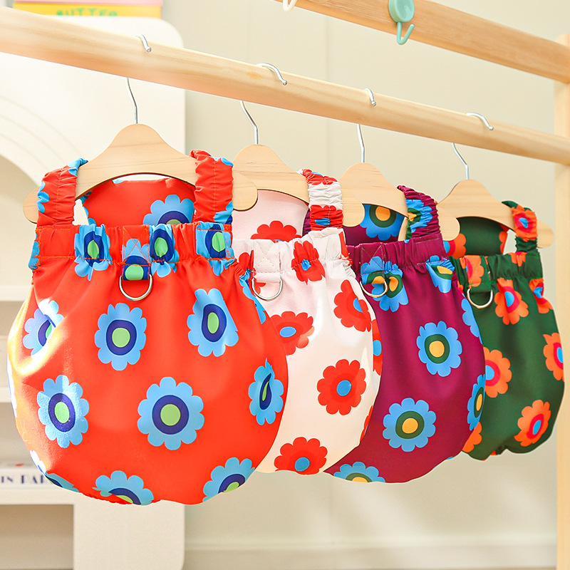 Pet Sleeveless Romper Set Floral Print Design