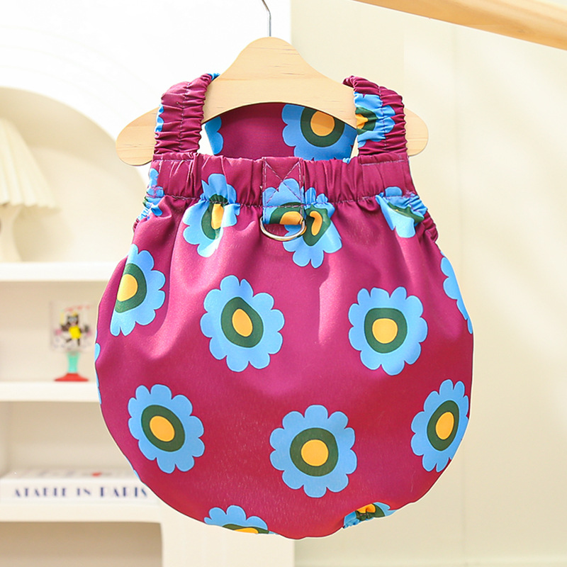 Pet Sleeveless Romper Set Floral Print Design