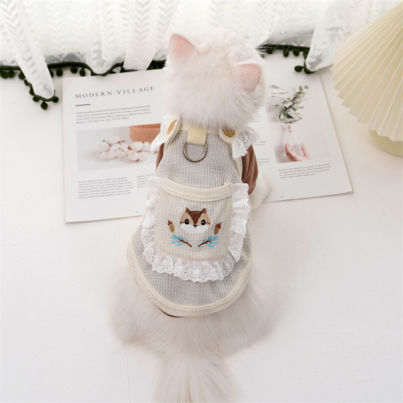 Pet Suspenders Outfit Squirrel Embroidery Design