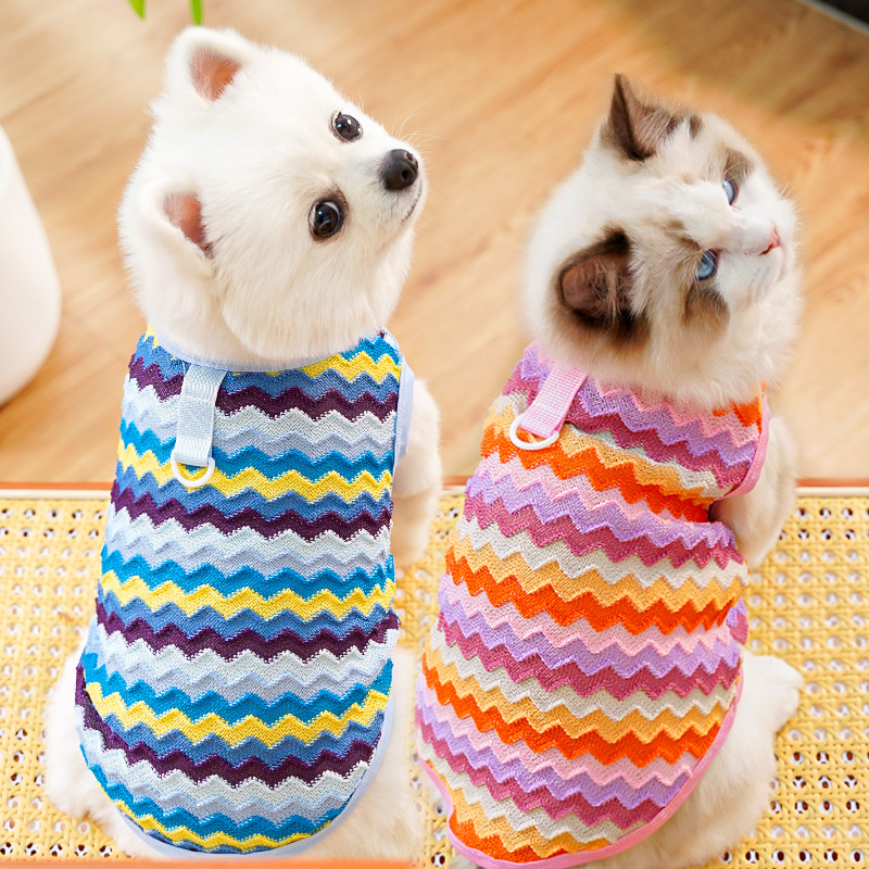 Pet Sleeveless Vest Set Color Block Design