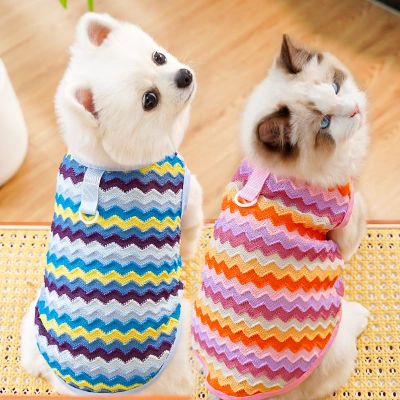 Pet Sleeveless Vest Set Color Block Design 02