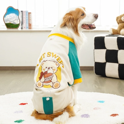Pet Hoodie Set Bear Print Sporty Design 02