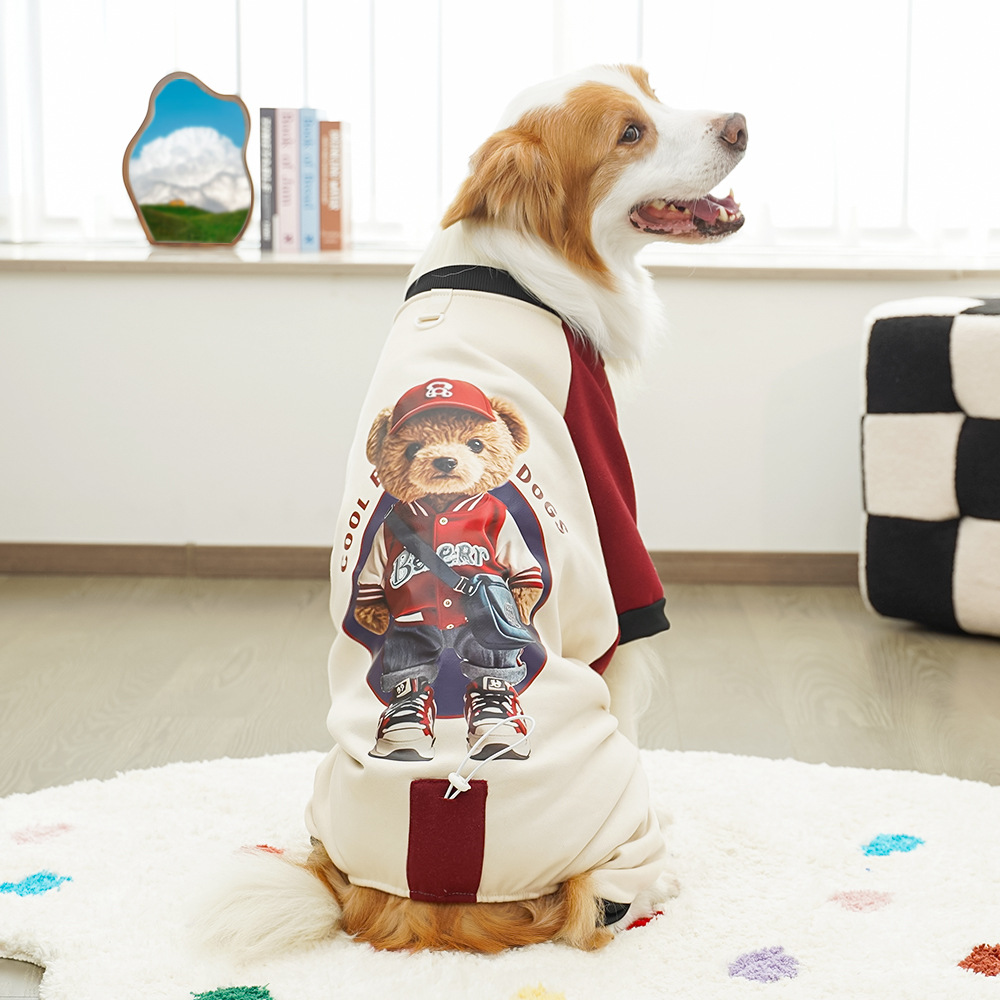 Pet Hoodie Set Bear Print Sporty Design