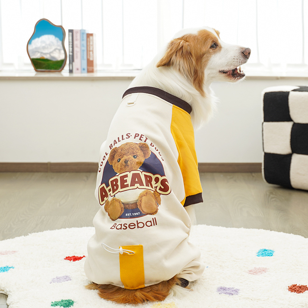 Pet Hoodie Set Bear Print Sporty Design