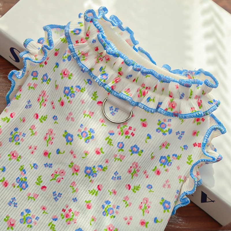 Pet Floral Dress  Ruffled Hem Design