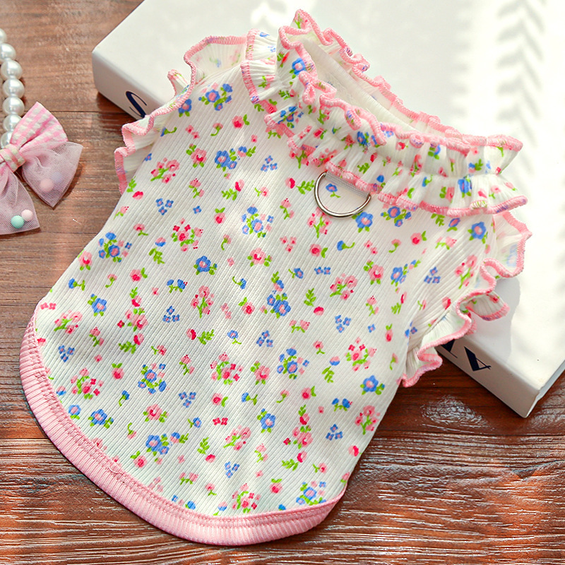 Pet Floral Dress  Ruffled Hem Design