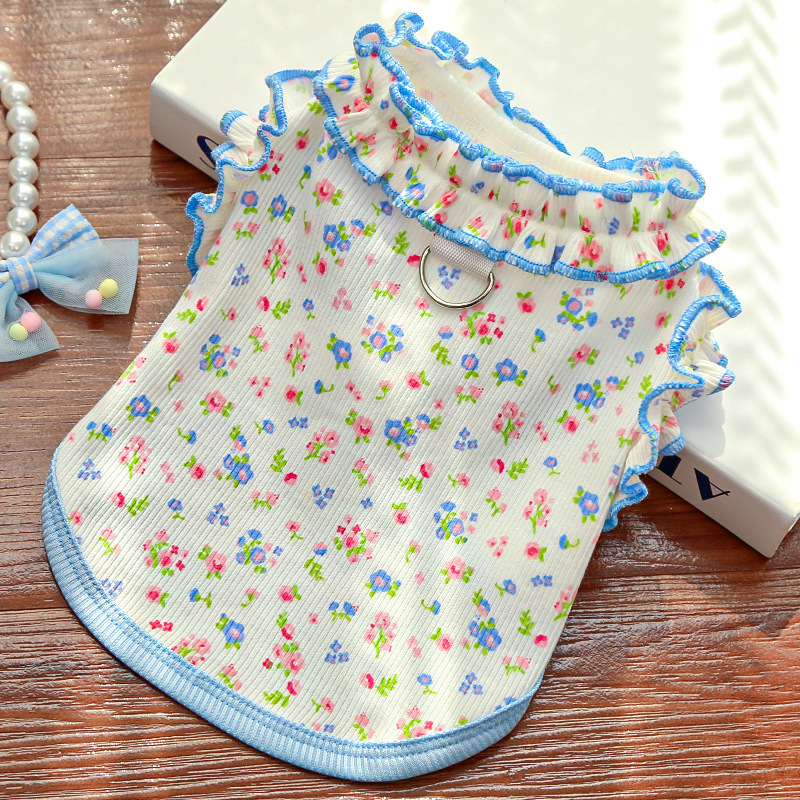 Pet Floral Dress  Ruffled Hem Design