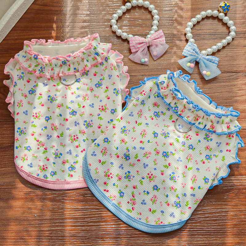 Pet Floral Dress  Ruffled Hem Design