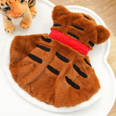 Pet Tiger Cape Set Plush Striped Design 02