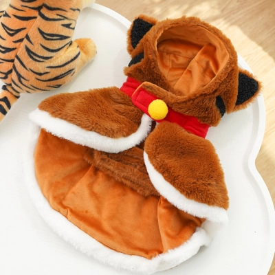 Pet Tiger Cape Set Plush Striped Design 01