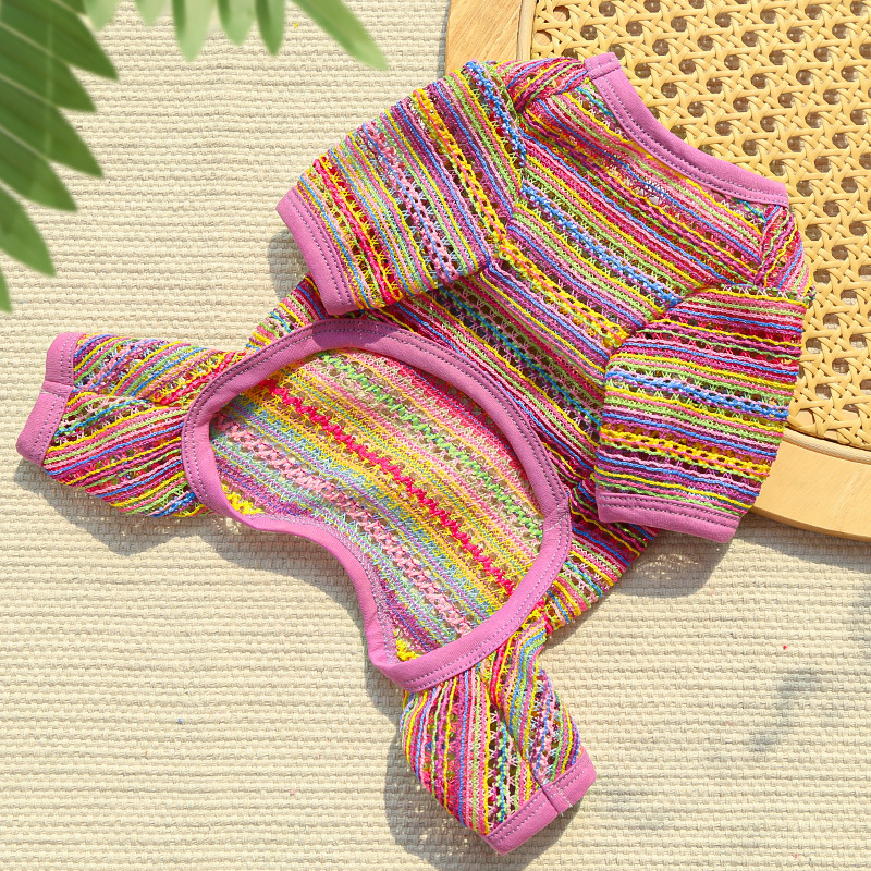 Pet Striped Vest Set Colorful Summer Design