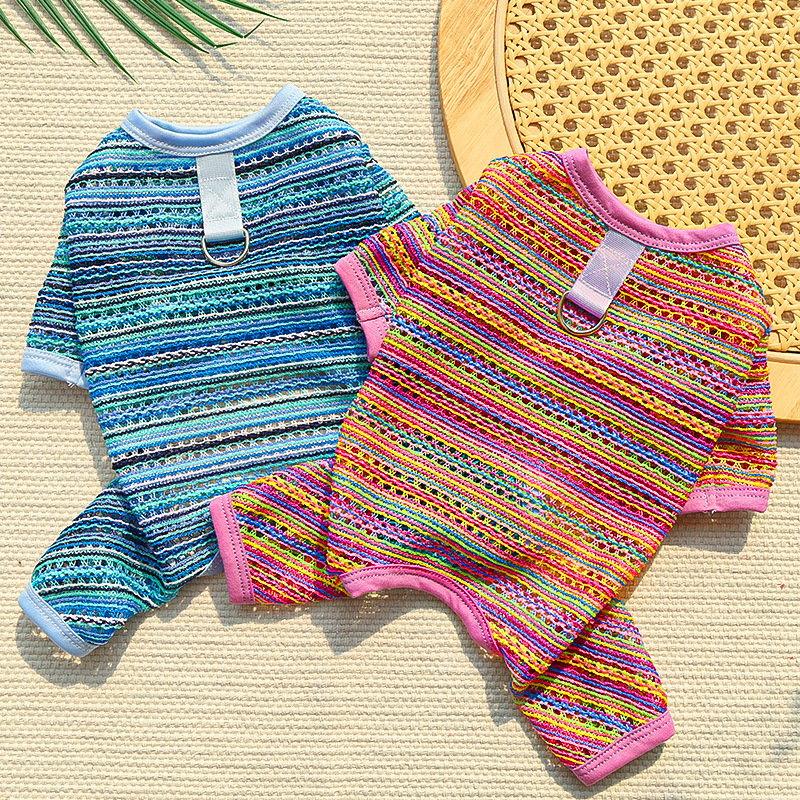 Pet Striped Vest Set Colorful Summer Design