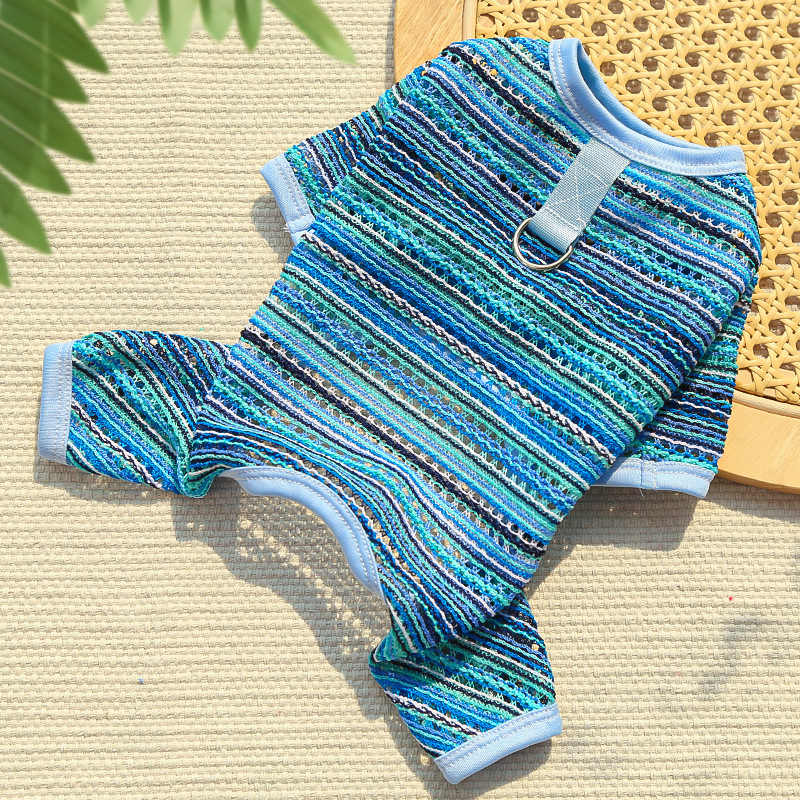 Pet Striped Vest Set Colorful Summer Design