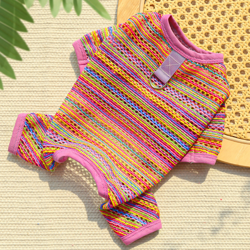 Pet Striped Vest Set Colorful Summer Design
