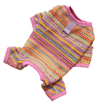 Pet Striped Vest Set Colorful Summer Design 01