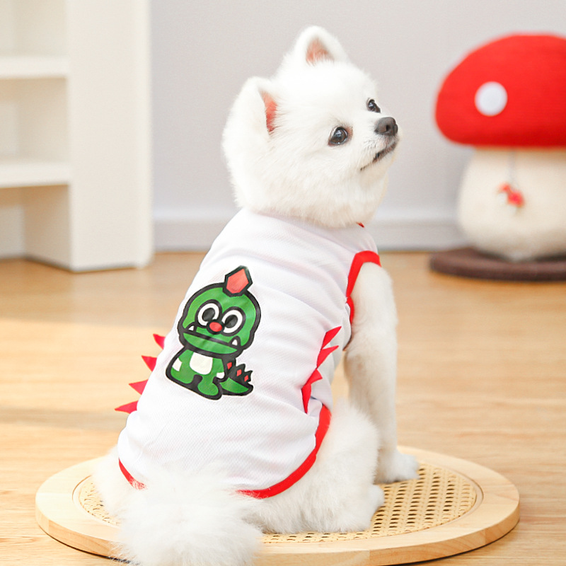 Pet Dinosaur Vest Set Mesh Summer Design