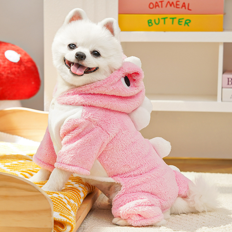 Pet Dinosaur Costume Set Plush Hooded Design