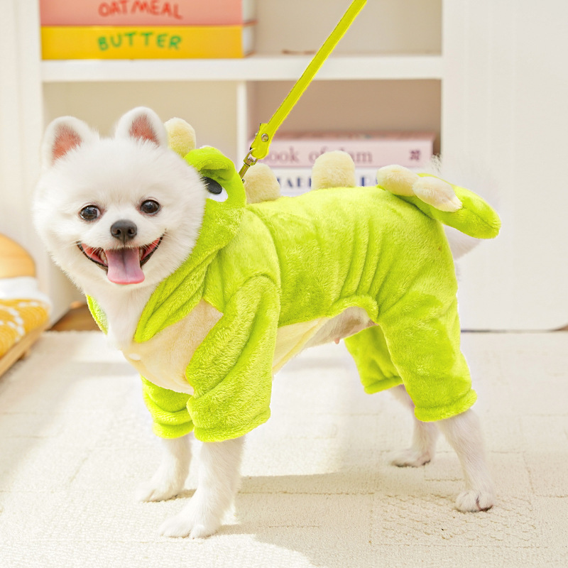Pet Dinosaur Costume Set Plush Hooded Design