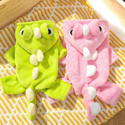 Pet Dinosaur Costume Set Plush Hooded Design 01