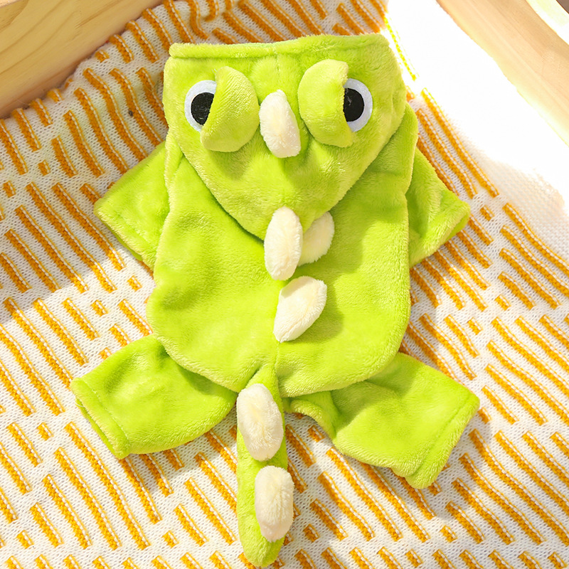 Pet Dinosaur Costume Set Plush Hooded Design