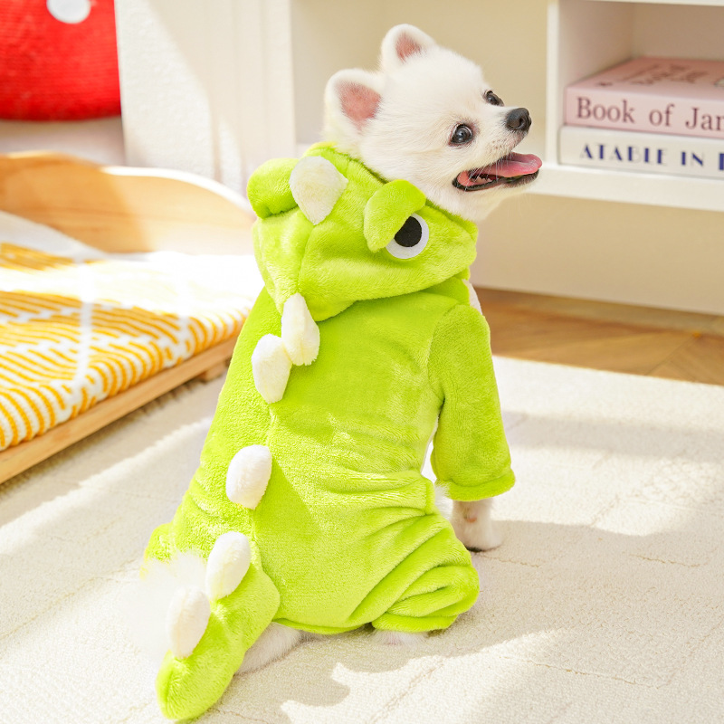 Pet Dinosaur Costume Set Plush Hooded Design