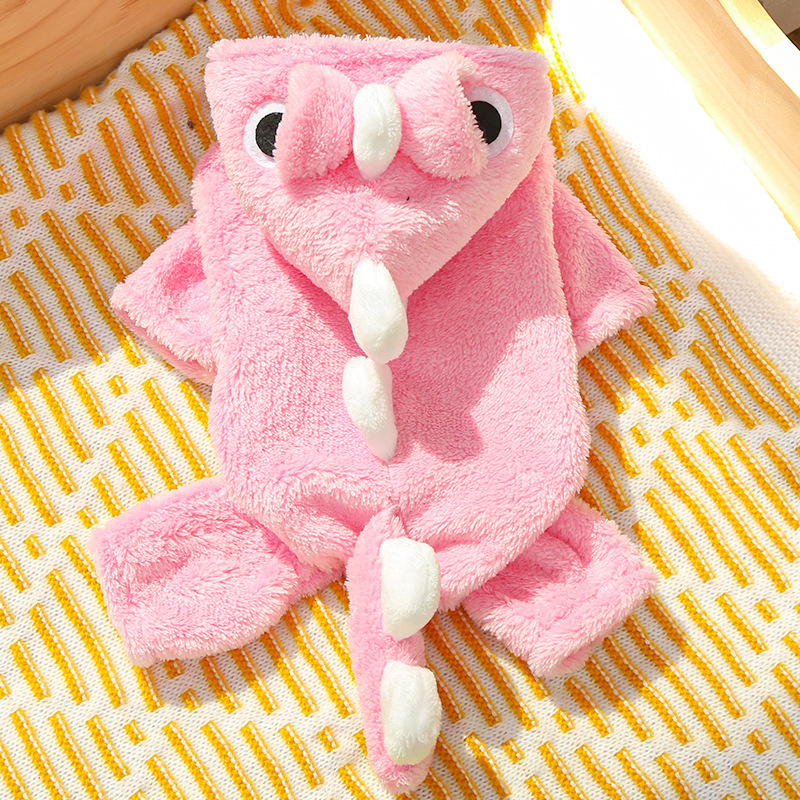 Pet Dinosaur Costume Set Plush Hooded Design