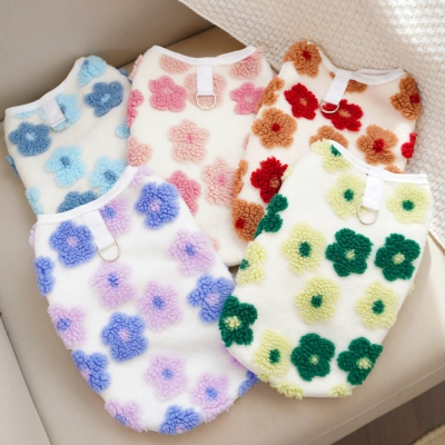 Pet Floral Vest Set Plush 3D Design 01