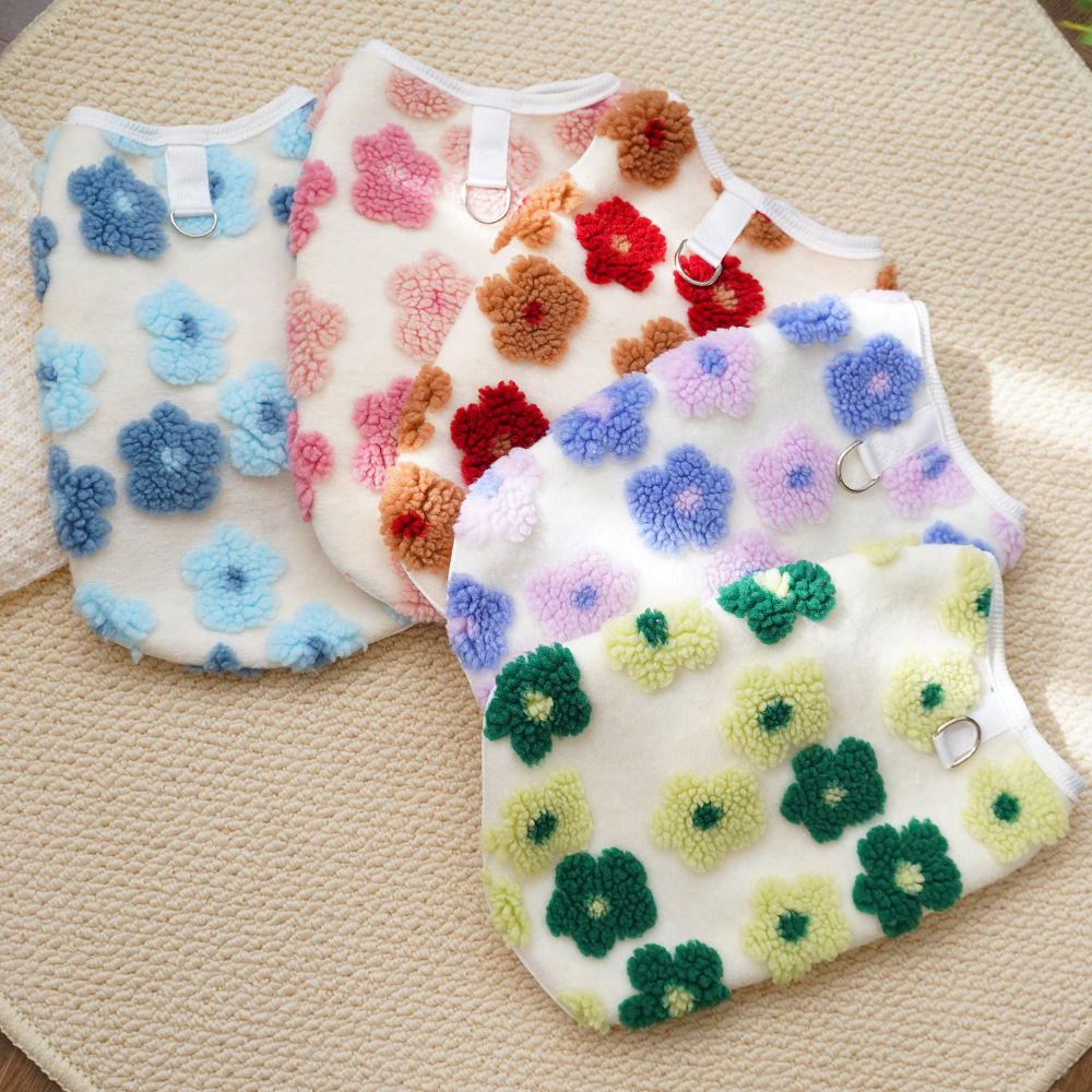 Pet Floral Vest Set Plush 3D Design