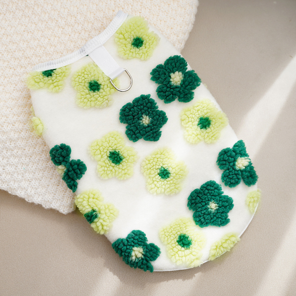 Pet Floral Vest Set Plush 3D Design